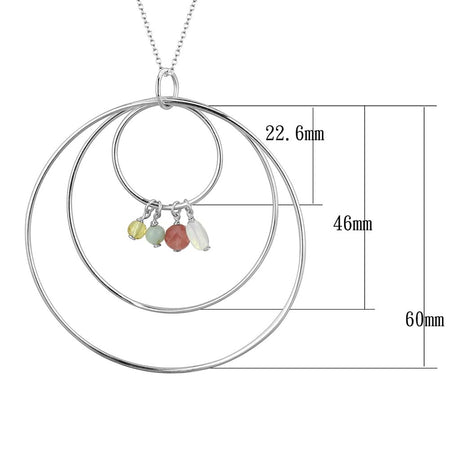 Silver 925 Sterling Silver Necklace with Synthetic Jade in Multi Color