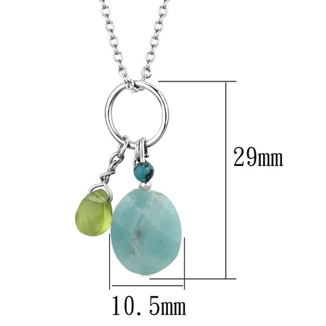 Silver 925 Sterling Silver Necklace with Synthetic Jade in Multi Color