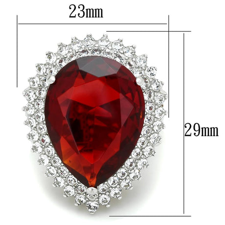 Rhodium 925 Sterling Silver Ring with Synthetic Synthetic Glass in Siam