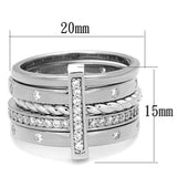Rhodium 925 Sterling Silver Ring with AAA Grade CZ  in Clear