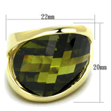 Gold 925 Sterling Silver Ring with AAA Grade CZ  in Olivine color