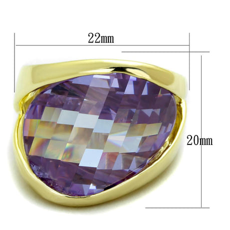 Gold 925 Sterling Silver Ring with AAA Grade CZ  in Amethyst