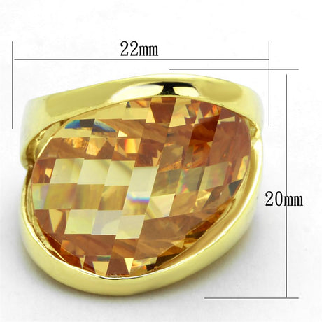 Gold 925 Sterling Silver Ring with AAA Grade CZ  in Champagne