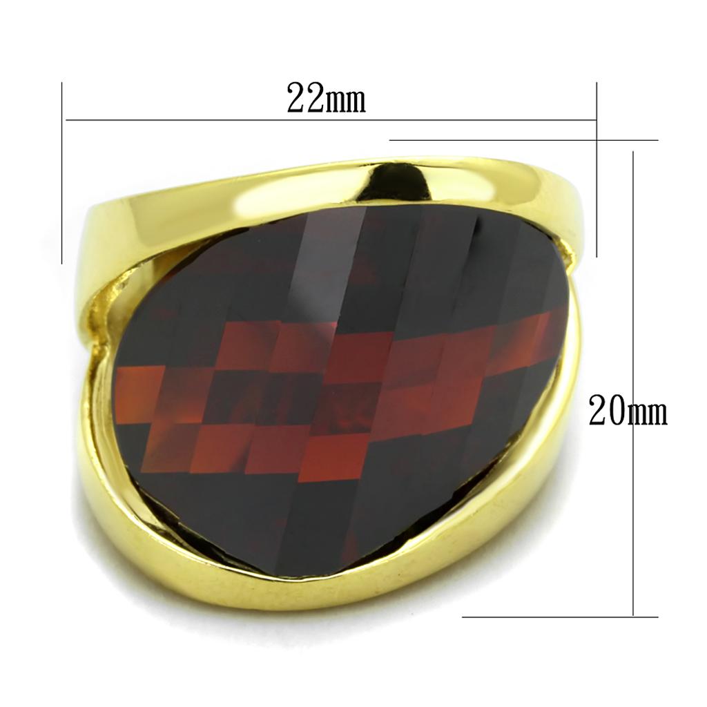 Gold 925 Sterling Silver Ring with AAA Grade CZ  in Garnet