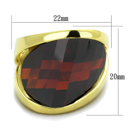 Gold 925 Sterling Silver Ring with AAA Grade CZ  in Garnet