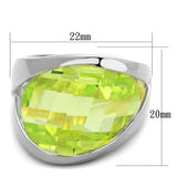 Rhodium 925 Sterling Silver Ring with AAA Grade CZ  in Apple Green color