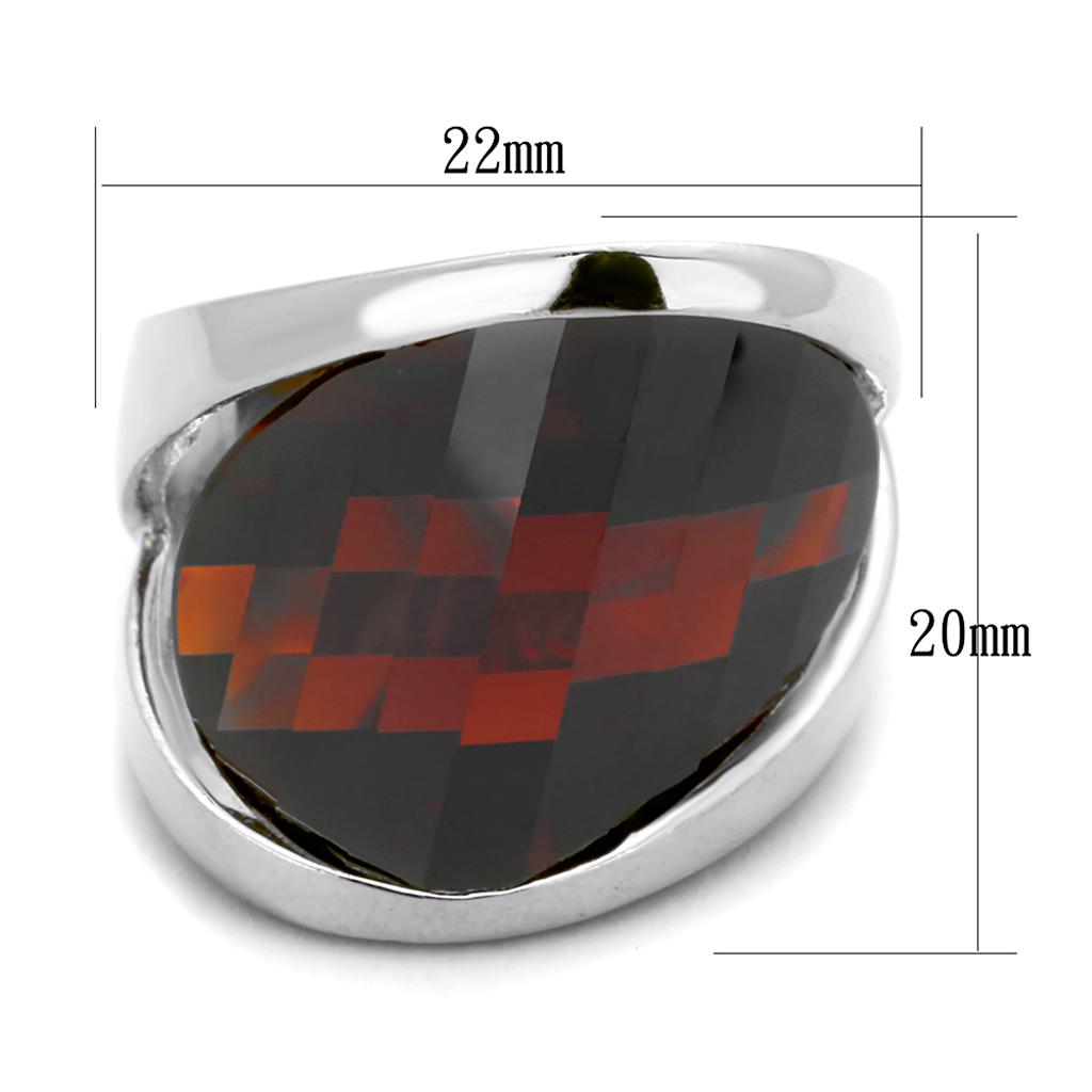 Rhodium 925 Sterling Silver Ring with AAA Grade CZ  in Garnet