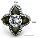 Ruthenium 925 Sterling Silver Ring with AAA Grade CZ  in Clear