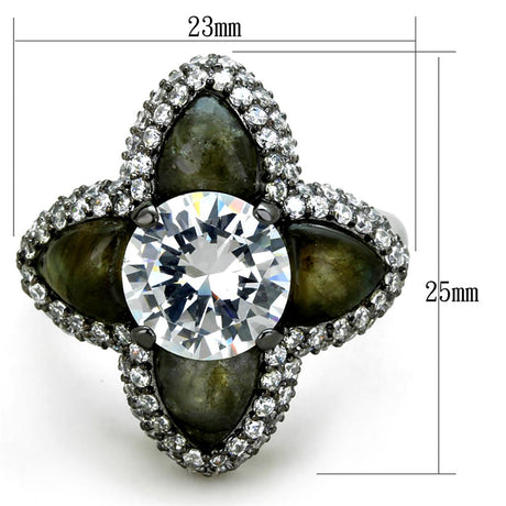 Ruthenium 925 Sterling Silver Ring with AAA Grade CZ  in Clear