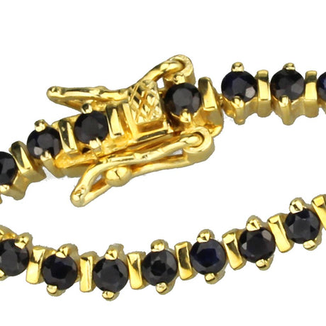 Gold 925 Sterling Silver Bracelet with AAA Grade CZ  in Jet