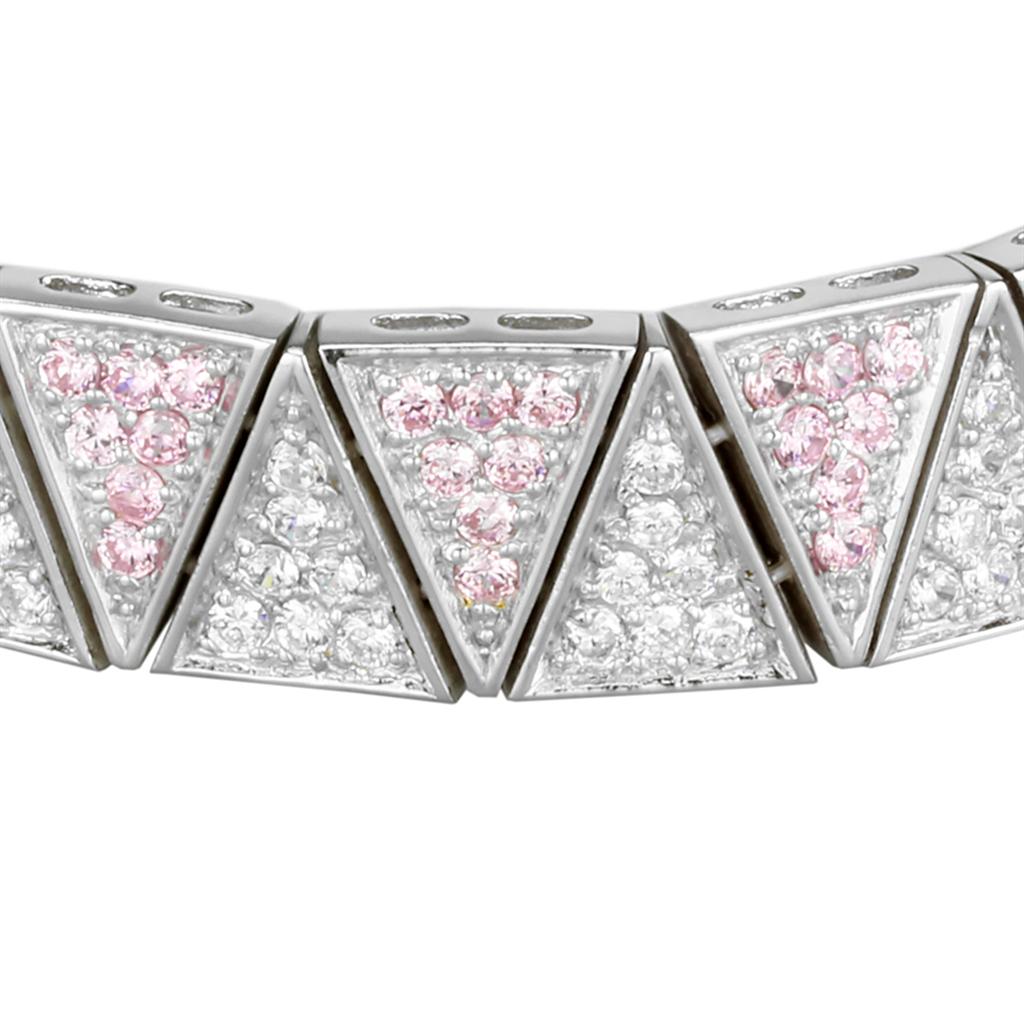 Rhodium 925 Sterling Silver Bracelet with AAA Grade CZ  in Rose
