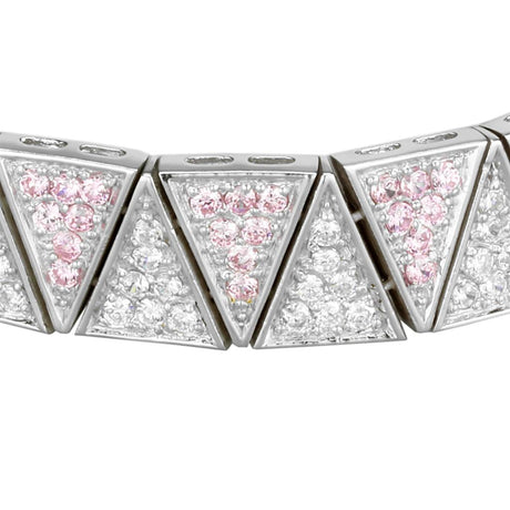 Rhodium 925 Sterling Silver Bracelet with AAA Grade CZ  in Rose