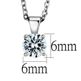 Rhodium 925 Sterling Silver Chain Pendant with AAA Grade CZ  in Clear