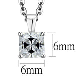 Rhodium 925 Sterling Silver Chain Pendant with AAA Grade CZ  in Clear