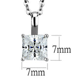 Rhodium 925 Sterling Silver Chain Pendant with AAA Grade CZ  in Clear