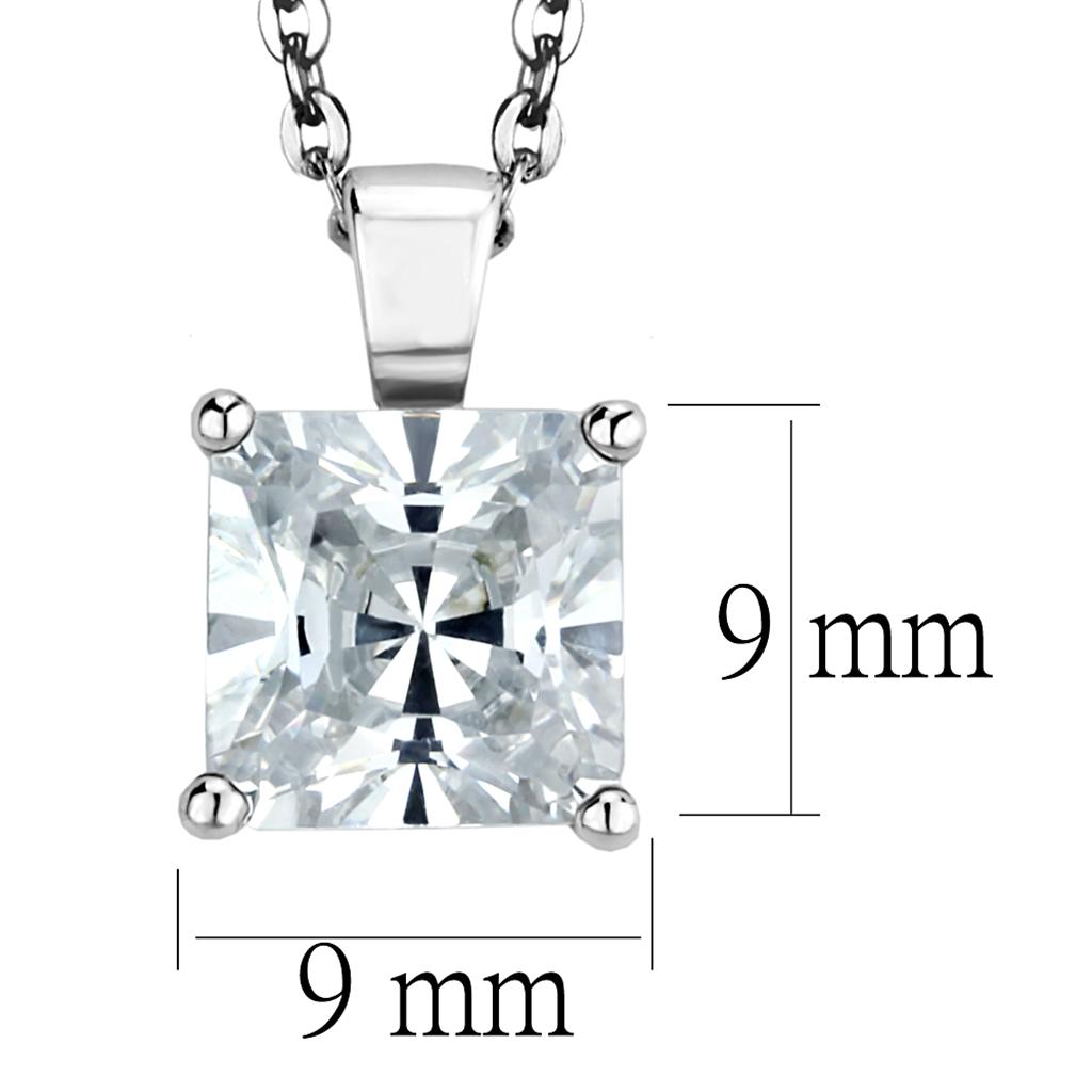 Rhodium 925 Sterling Silver Chain Pendant with AAA Grade CZ  in Clear