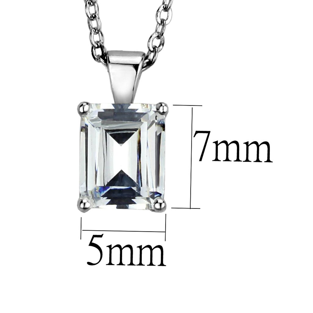 Rhodium 925 Sterling Silver Chain Pendant with AAA Grade CZ  in Clear