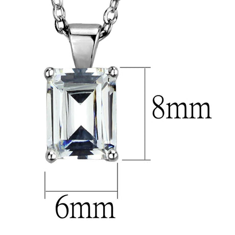 Rhodium 925 Sterling Silver Chain Pendant with AAA Grade CZ  in Clear