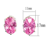Sterling Silver Earrings with AAA Grade CZ in Pink