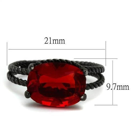 IP Black(Ion Plating) Stainless Steel Ring with Synthetic Synthetic Glass in Siam