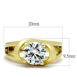 IP Gold(Ion Plating) Stainless Steel Ring with AAA Grade CZ  in Clear