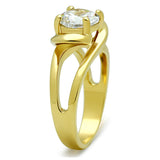 IP Gold(Ion Plating) Stainless Steel Ring with AAA Grade CZ  in Clear