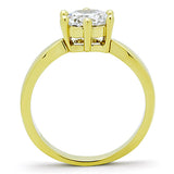 IP Gold(Ion Plating) Stainless Steel Ring with AAA Grade CZ  in Clear