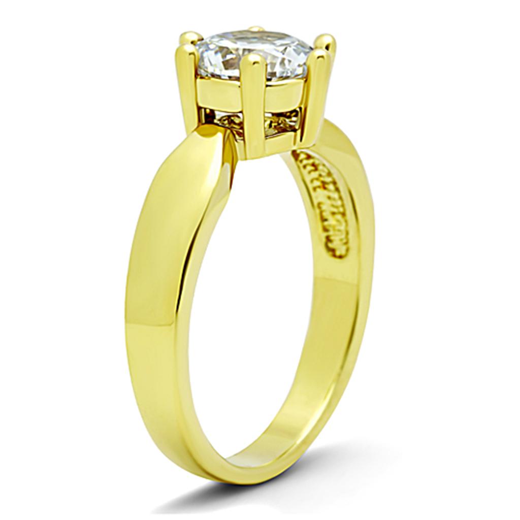 IP Gold(Ion Plating) Stainless Steel Ring with AAA Grade CZ  in Clear