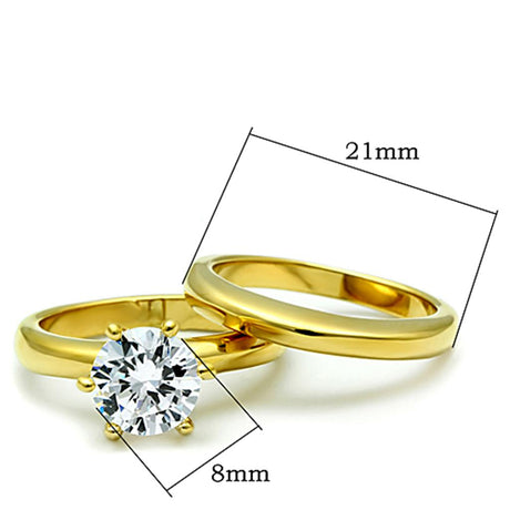 IP Gold(Ion Plating) Stainless Steel Ring with AAA Grade CZ  in Clear