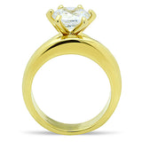 IP Gold(Ion Plating) Stainless Steel Ring with AAA Grade CZ  in Clear