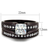 IP Dark Brown (IP coffee) Stainless Steel Ring with AAA Grade CZ  in Clear