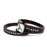 IP Dark Brown (IP coffee) Stainless Steel Ring with AAA Grade CZ  in Clear