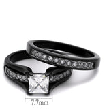 Two-Tone IP Black Stainless Steel Ring with AAA Grade CZ  in Clear