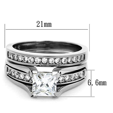 High polished (no plating) Stainless Steel Ring with AAA Grade CZ  in Clear