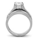 High polished (no plating) Stainless Steel Ring with AAA Grade CZ  in Clear