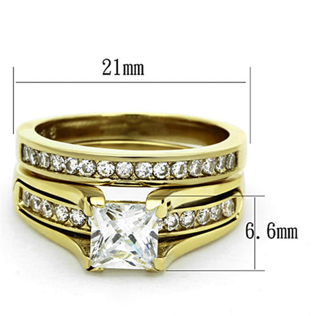 IP Gold(Ion Plating) Stainless Steel Ring with AAA Grade CZ  in Clear