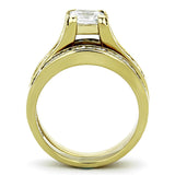 IP Gold(Ion Plating) Stainless Steel Ring with AAA Grade CZ  in Clear