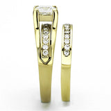 IP Gold(Ion Plating) Stainless Steel Ring with AAA Grade CZ  in Clear
