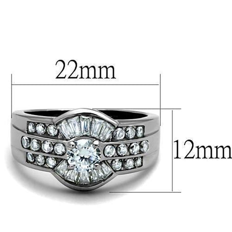 High polished (no plating) Stainless Steel Ring with AAA Grade CZ  in Clear