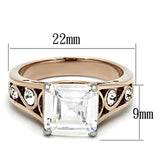 Two-Tone IP Rose Gold Stainless Steel Ring with AAA Grade CZ  in Clear