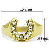 IP Gold(Ion Plating) Stainless Steel Ring with Top Grade Crystal  in Clear