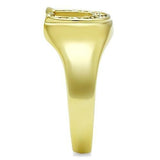 IP Gold(Ion Plating) Stainless Steel Ring with Top Grade Crystal  in Clear