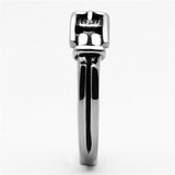 High polished (no plating) Stainless Steel Ring with Top Grade Crystal  in Smoked Quartz