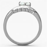 High polished (no plating) Stainless Steel Ring with AAA Grade CZ  in Clear