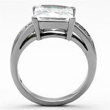 High polished (no plating) Stainless Steel Ring with AAA Grade CZ  in Clear