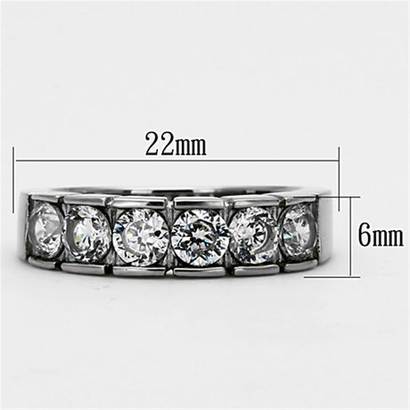 High polished (no plating) Stainless Steel Ring with AAA Grade CZ  in Clear