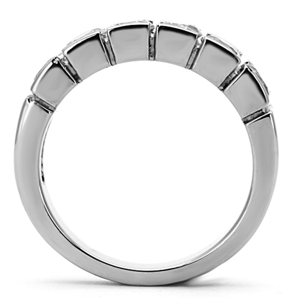 High polished (no plating) Stainless Steel Ring with AAA Grade CZ  in Clear