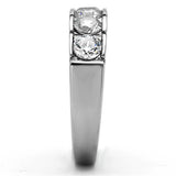 High polished (no plating) Stainless Steel Ring with AAA Grade CZ  in Clear