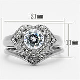 High polished (no plating) Stainless Steel Ring with AAA Grade CZ  in Clear