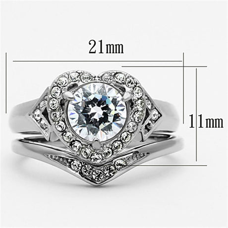 High polished (no plating) Stainless Steel Ring with AAA Grade CZ  in Clear
